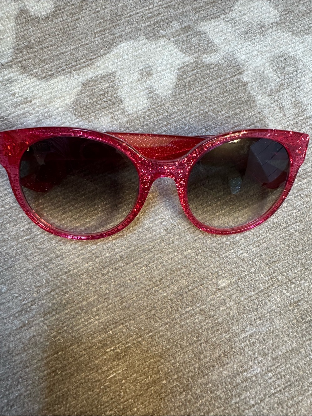 Gucci Pink Glitter Shield Sunglasses with Gold Logos - Picture 4 of 4